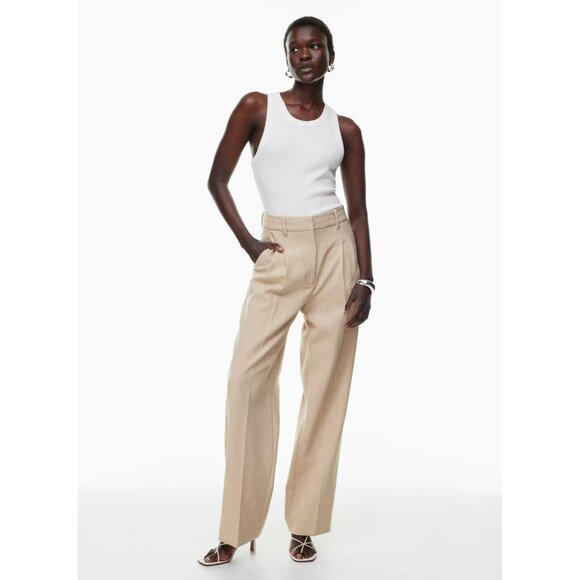 Aritzia WILFRED Effortless Grey Taupe Suiting Wide Leg Pleated Pants, Size 6 - Picture 8 of 12